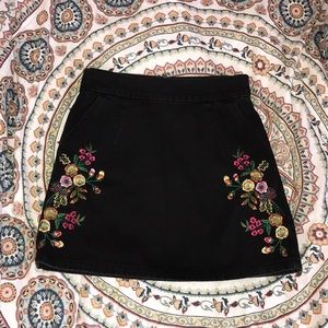 Topshop black jean skirt